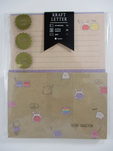 Cute Kawaii Q-lia Hecho Collection Letter Set Pack - Stationery Writing Paper Envelope Pen Pal Stationary Gift