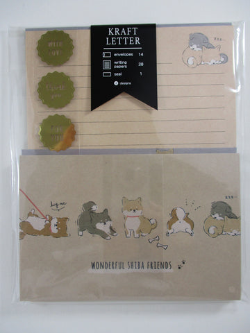 Cute Kawaii Q-lia Dog Puppies Friends Letter Set Pack - Stationery Writing Paper Envelope Pen Pal Stationary Gift