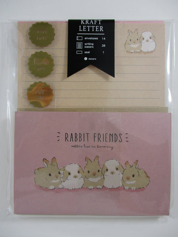 Cute Kawaii Q-lia Rabbit Letter Set Pack - Stationery Writing Paper Envelope Pen Pal Stationary Gift