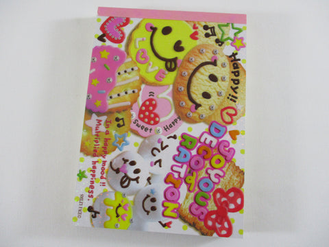 Cute Kawaii VHTF Vintage Collectible Kamio Happy Mood Joyous Cookies Sweets Food Snack 4 x 6 Inch Notepad / Memo Pad - Stationery Designer Paper Collection