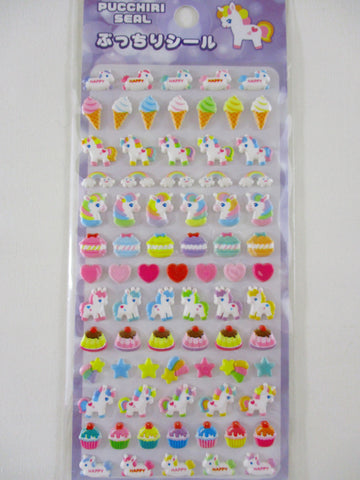 Cute Kawaii Lemon Sweets Ice Cream Food Unicorn Star Cupcake Sponge Puffy Sticker Sheet - for Journal Planner Craft Agenda Schedule Scrapbook Stationery