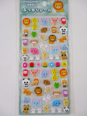 Cute Kawaii Lemon Animal Zoo Safari Lion Cat Pet Dog Fox Bird Rabbit Sponge Puffy Sticker Sheet - for Journal Planner Craft Agenda Schedule Scrapbook Stationery