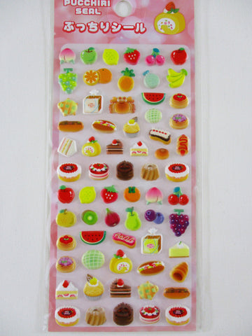 Cute Kawaii Lemon Fruits Strawberry Sweet Dessert Cake Food Sponge Puffy Sticker Sheet - for Journal Planner Craft Agenda Schedule Scrapbook Stationery