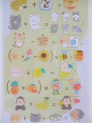 Cute Kawaii Kamio Math Animal plus Food Series Sticker Sheet - Orange Honey Cat Fox - for Journal Planner Craft Agenda Organizer Scrapbook