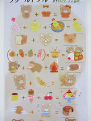 Cute Kawaii Kamio Math Animal plus Food Series Sticker Sheet - Brown Sugar Bear Tempura Bread - for Journal Planner Craft Agenda Organizer Scrapbook