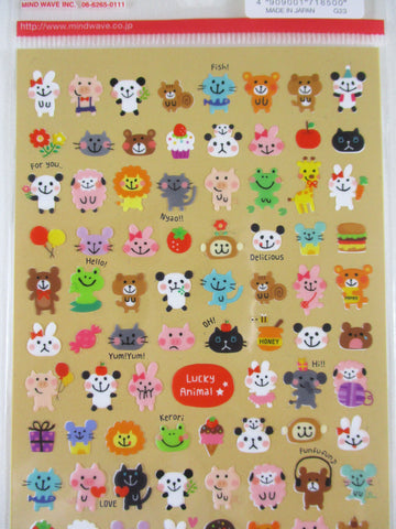 Cute Kawaii Animal Lucky Cat Panda Rabbit Zoo Safari Pet Monkey Pig Frog Lion Bear Strawberry Sticker Sheet - for Journal Planner Agenda Stationery Scrapbook Craft