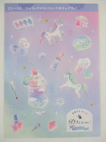 Cute Kawaii Unicorn Heart Balloon Dream Sticker Sheet - for Journal Planner Craft Stationery Decor Scrapbook Collectible