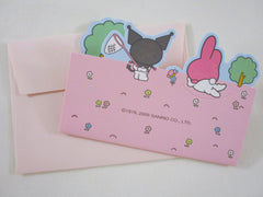 Cute Kawaii HTF Collectible Sanrio My Melody Kuromi Mini Gift Message Card 2005 - Small Writing Note Envelope Set Stationery