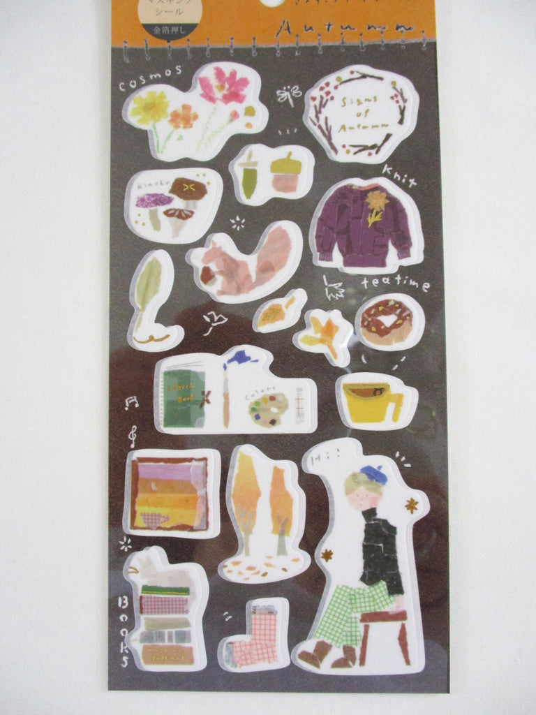 Cute Kawaii Kamiiso Autumn Sticker Sheet - for Journal Planner Craft