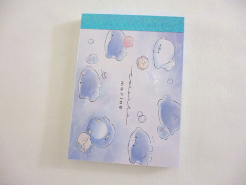 Cute Kawaii Q-lia Marine Ocean Animal Whale beach blue Mini Notepad / Memo Pad - Stationery Designer Writing Paper Collection