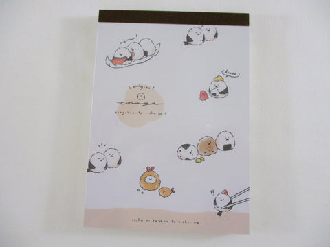 Cute Kawaii Q-Lia Riceball Bird Onigiri 4 x 6 Inch Notepad / Memo Pad - Stationery Designer Paper Collection