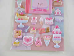 Cute Kawaii Kamio Sticker + Mini Display Book - Bunny Rabbit Strawberry Cake Pudding Candy Chocolate Dessert Sweet - for Journal Planner Craft Agenda Organizer Scrapbook Stationery Gift