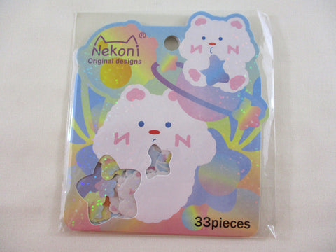 Cute Kawaii Nekoni Stickers Flake Sack - Rainbow ❤ Fluffy Pet - for Journal Planner Craft Scrapbook Collectible Diary Project Gift