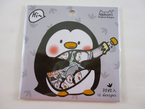 Cute Kawaii Nekoni Stickers Flake Sack - Penguin Picnic Winter Cold - for Journal Planner Craft Scrapbook Collectible Diary Project Gift