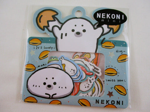 Cute Kawaii Nekoni Stickers Flake Sack - Seal and Egg Food theme - for Journal Planner Craft Scrapbook Collectible Diary Project Gift