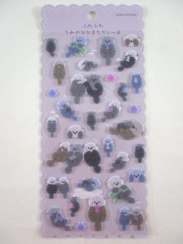 Cute Kawaii Kamio Felt Sticker Sheet - Otter River Swim Ocean Animals Beach - for Journal Planner Craft Agenda Organizer Scrapbook Gift