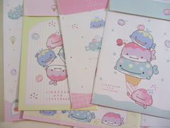 Cute Kawaii San-X Jinbesan Whale Fish Ocean Letter Sets - B - Stationery Writing Paper Envelope Penpal Collectible Gift