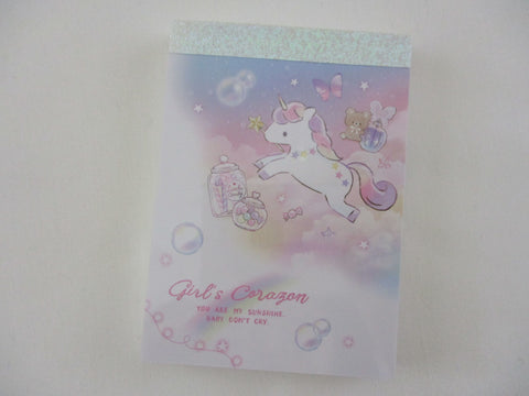 Cute Kawaii Q-lia Unicorn Rabbit girl's corazon Mini Notepad / Memo Pad - Stationery Designer Paper Collection