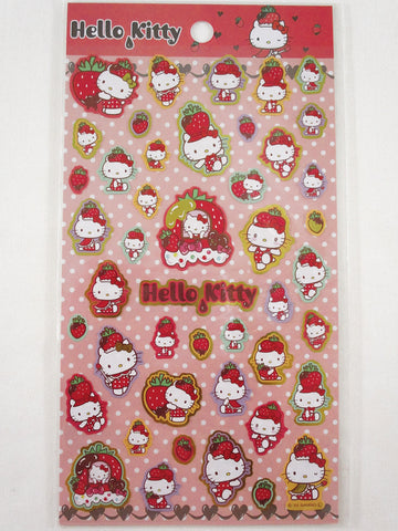 Cute Kawaii Sanrio Hello Kitty Large Sticker Sheet - C Strawberry - for Journal Planner Craft Agenda Diary Project Gift Favorite