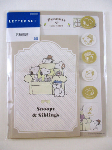 Cute Kawaii Peanuts Snoopy Sibling A Letter Set Pack - Stationery Writing Paper Envelope Pen Pal Gift