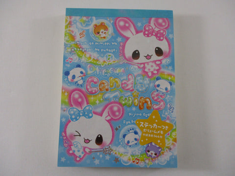 Cute Kawaii VHTF Vintage Rare Collectible Q-Lia Candy Twins Rabbit Bunny Hamster Panda Friends 4 x 6 Inch Notepad / Memo Pad - Stationery Designer Paper Collection Gift