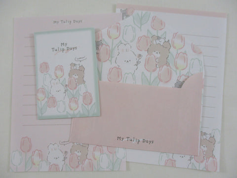 Cute Kawaii Q-Lia Rabbit Tulip Days Mini Letter Sets - Small Writing Note Envelope Set Stationery