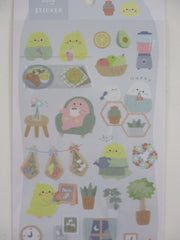 Cute Kawaii Crux Yururu Home Activities Series Sticker Sheet - Bird Breakfast Reading Gardening - for Journal Planner Craft