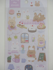 Cute Kawaii Crux Yururu Home Activities Series Sticker Sheet - Rabbit Bunny Sweet Snack Cafe Night - for Journal Planner Craft