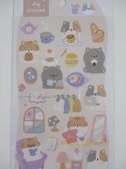 Cute Kawaii Crux Yururu Home Activities Series Sticker Sheet - Cat Breakfast Laundry Reading - for Journal Planner Craft