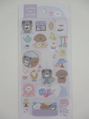 Cute Kawaii Crux Yururu Home Activities Series Sticker Sheet - Dog Breakfast Books - for Journal Planner Craft