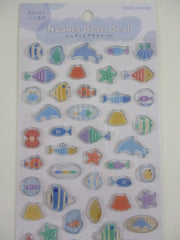 Cute Kawaii Kamio Candy Drop / Glass Style Sticker Sheet - Fish Ocean Animals Beach - for Journal Planner Craft Agenda Organizer Scrapbook