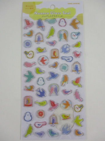 Cute Kawaii Kamio Candy Drop / Glass Style Sticker Sheet - Birds - for Journal Planner Craft Agenda Organizer Scrapbook