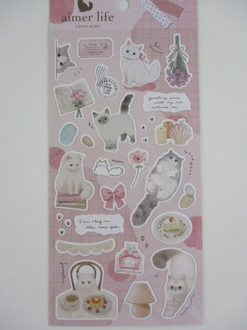 Cute Kawaii Q-Lia Nature Vivre Aimer Series - Cat Feline Kitty B Sticker Sheet - for Journal Planner Craft