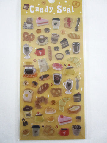 Cute Kawaii BGM Candy Drop Style Sticker Sheet - Coffee Cafe Latte Cappuccino Bread Bakery Breakfast Weekend Chillout Hang out  - for Journal Planner Craft Agenda Organizer Diary Scrapbook Stationery Gift