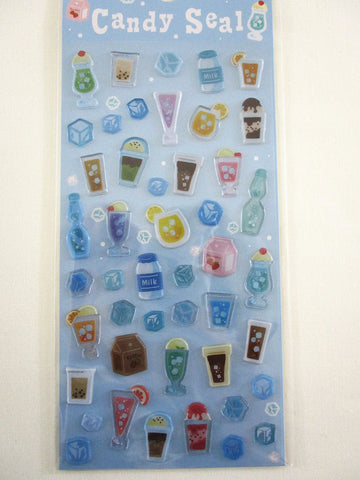Cute Kawaii BGM Candy Drop Style Sticker Sheet - Fresh Cold Drinks Summer Fun Blue - for Journal Planner Craft Agenda Organizer Diary Scrapbook Stationery Gift