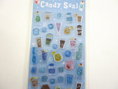 Cute Kawaii BGM Candy Drop Style Sticker Sheet - Fresh Cold Drinks Summer Fun Blue - for Journal Planner Craft Agenda Organizer Diary Scrapbook Stationery Gift