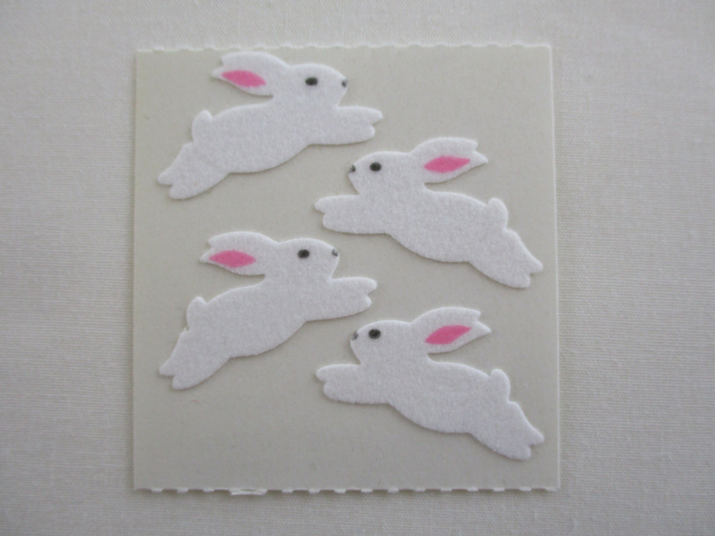 Sandylion White Rabbit Fuzzy Sticker Sheet / Module - Vintage & Collectible - Scrapbooking Gift