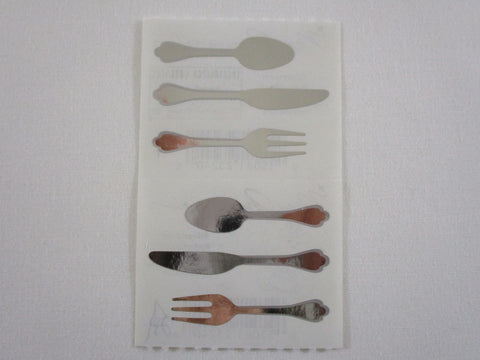 Mrs Grossman Silverware Spoon Fork Knive Sticker Sheet / Module - Vintage & Collectible - Stationery Journal Scrapbook Diary Notebook Planner Schedule Gift