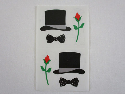 Mrs Grossman Tux Hat Rose Party Sticker Sheet / Module - Vintage & Collectible - for Scrapbook Journal Planner Diary Notebook Decor Gift