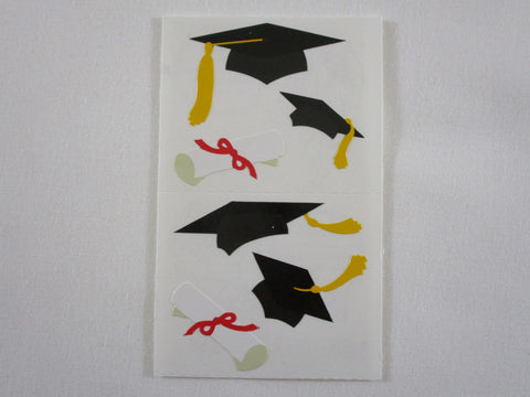 Mrs Grossman Grad Cap Graduation Sticker Sheet / Module - Vintage & Collectible - for Scrapbook Journal Planner Diary Notebook Decor Gift
