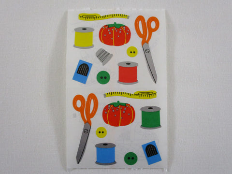 Mrs Grossman Sewing Craft Button Scissors Threads Sticker Sheet / Module - Vintage & Collectible - Stationery Journal Scrapbook Diary Notebook Planner Schedule Gift