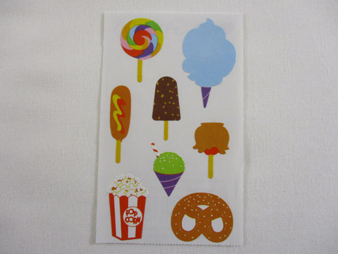 Mrs Grossman Carnival Food Popcorn Hotdog Pretzel Sticker Sheet / Module - Vintage & Collectible - for Scrapbook Journal Planner Diary Notebook Decor Gift
