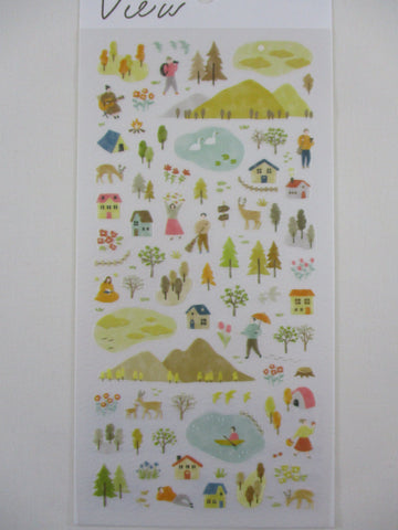 Cute Kawaii MW Scenic View Series - Cheerful Yellow - Nature Outdoor Mountain Hike Sticker Sheet - for Journal Planner Craft