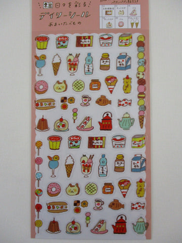 Cute Kawaii Furukawashiko Food Theme Sticker Sheet - Ice Cream Sweet Candy Snack Parfait cake Tea Jam Cookies - for Journal Planner Craft Organizer Calendar