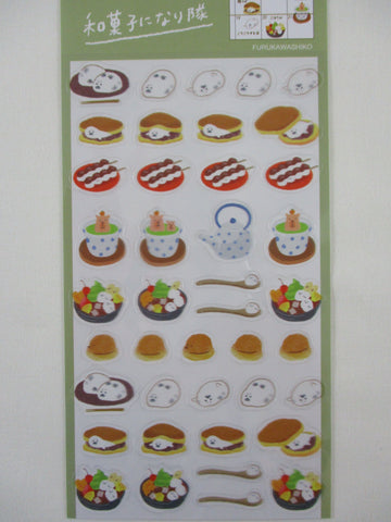 Cute Kawaii Furukawashiko Food Theme Sticker Sheet - Pancake Mochi Tea Warm Dessert - for Journal Planner Craft Organizer Calendar