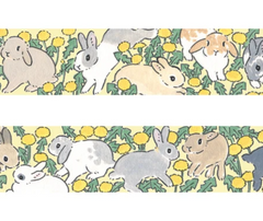 Cute Kawaii Papier Platz Washi / Masking Deco Tape - Rabbit Hop Cuteness B - for Scrapbooking Journal Planner Craft