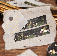 Cute Kawaii BGM Washi / Masking Deco Tape - Tulip Flower Bloom Dreamy Night - for Scrapbooking Journal Planner Craft