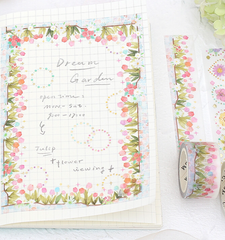 Cute Kawaii BGM Washi / Masking Deco Tape - Colorful Tulip Beautiful Flower Garden Wedding Love Pink - for Scrapbooking Journal Planner Craft