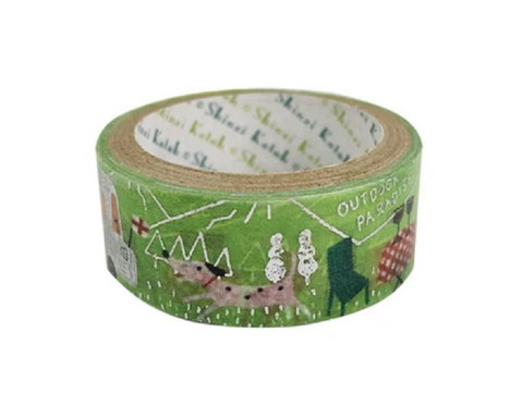 Cute Kawaii Shinzi Katoh Gold Accents Washi / Masking Deco Tape - Camping ♥ Picnic Tailgate - for Scrapbooking Journal Planner Craft