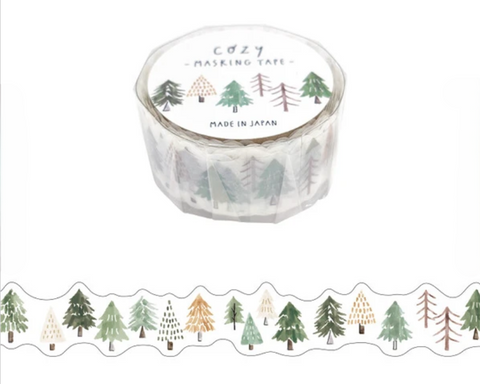 Cute Kawaii Mind Wave Washi / Masking Deco Tape - Forest Pine Tree Green Nature - for Diary Journal Planner Craft Schedule Scrapbook Penpal Gift
